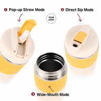 Mug de voyage isotherme en acier inoxydable à double paroi, 470 ml (16 oz), corps fin, anti-fuite, avec couvercle sans BPA, compatible eau bouillante