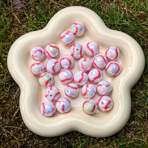JC <span class=keywords><strong>30</strong></span> pièces par sac basket-ball plaqué UV avec <span class=keywords><strong>lettres</strong></span> acrylique perles rondes en vrac bijoux à bricoler soi-même brillant chaîne de téléphone stylo perle - Product Image 4