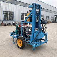 Petite foreuse hydraulique portable pour puits d'eau, profondeur 100-200m, moteur diesel, montée sur remorque, machine de forage à vendre