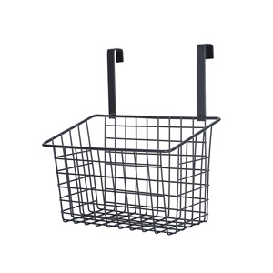 Metal <b>Wire</b> Storage <b>Basket</b> Black Rectangle Hook Type Cabinet Door <b>Hanging</b> Rack For Kitchen Balcony Dormitory Bedroom Use - Product Image 4