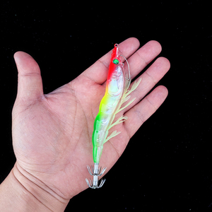 Señuelo de camarón biónico luminoso 3,5 # señuelo de Pesca de Mar de madera de cuerpo suave con anzuelo de calamar brillante para agua salada - Product Image 1