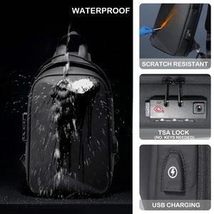 Duy Nhất Dây Đeo Chống Trộm Crossbody Sling Ba Lô Không Thấm Nước Vỏ Cứng Với USB Khóa 10.2 Inch Máy Tính Xách Tay Người Đàn Ông/Phụ Nữ Của Du Lịch Đi Bộ Đường Dài - Product Image 6