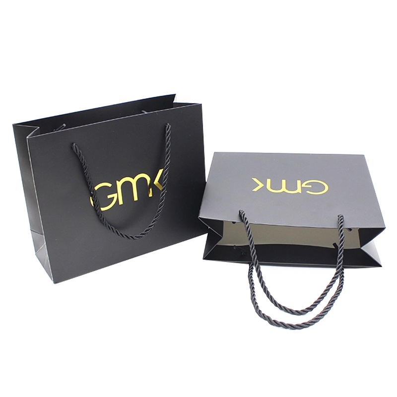 Роскошные бумажные пакеты с логотипом, Черная бумажная сумка, Подарочная сумка для покупок, печатная фабрика