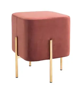 Modern kadife tasarım oturma odası mobilya osmanlı paslanmaz çelik altın ayak kare dışkı