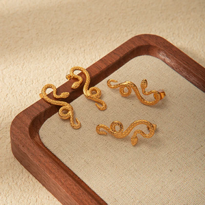 Boucles d'oreilles simples en acier inoxydable 304 plaqué or 18 carats de haute qualité, électroplaquées sous vide, pour femmes, tendance - Product Image 1