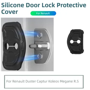 Housse de protection en Silicone pour serrure de porte de voiture, 4 pièces, pour <span class=keywords><strong>Renault</strong></span> Duster Captur Koleos Megane R.S, coussin absorbant les chocs, accessoires de voiture - Product Image 1