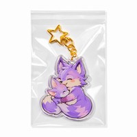 Porte-clés en acrylique HanXin Boutique personnalisé, renard câlin Kawaii, série Parent-Enfant, breloque Anime, vente en gros, fournisseur d'usine, en vrac