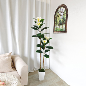 Árbol Bonsái Artificial Realista de Magnolia y Camelia de 180 cm de Altura, para Interiores/Exteriores, Bodas, Cumpleaños, en Maceta de Seda, para Decoración de Paisajes - Product Image 2