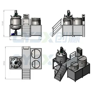 Homogeneizador a vácuo CYJX de alta velocidade, misturador dispersor, emulsificador e liquidificador cosmético com motor de aquecimento