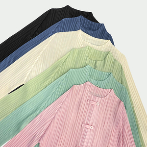 Camicette in stile etnico abbigliamento cinese <span class=keywords><strong>camicie</strong></span> a pieghe tinta unita con bottone a manica lunga <span class=keywords><strong>camicie</strong></span> da <span class=keywords><strong>donna</strong></span> di alta qualità - Product Image 3