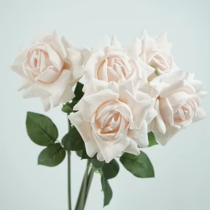 زهور اصطناعية عالية الجودة بالجملة، ورود لاتكس كبيرة الرأس بملمس حقيقي باللون الأبيض والأزرق للزفاف والهدايا اليدوية وعيد الأم - Product Image 3
