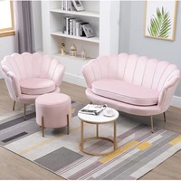 Chaises coquillages de salon, style décontracté, avec pieds en fer doré, en forme de fleur