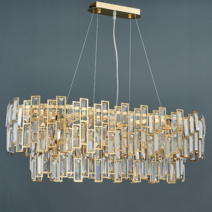 Đèn Chùm Pha Lê Thép Vàng Trang Trí Khách Sạn Sang Trọng Hình Chữ Nhật Cho Trung Tâm - Product Image 3