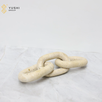 YUSHI Ornement de chaîne à trois anneaux en pierre de travertin beige pour la décoration intérieure