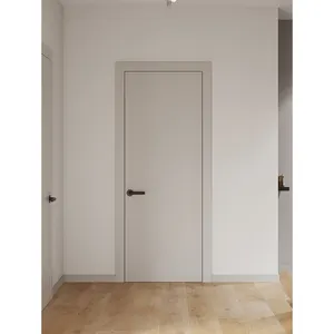 Porta sem moldura de madeira para quarto interior moderno, portas de parede escondidas com design mais recente