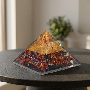 Pirámide de Orgón con Cristales RozRin, Bobina de Cobre y Gemas de Ágata para Decoración del Hogar y Feng Shui |   Tema Budista - Product Image 2
