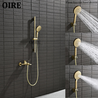 Robinet cascade à levier unique de luxe Oire en laiton doré de première qualité finition brossée murale pour la rénovation de salle de bain d'hôtel