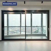 Portes coulissantes en aluminium Rogenilan AS2047, Schuifdeuren, double vitrage, Porte Maison Slides, Puertas Corredisas avec rail