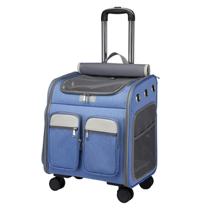 Toptan özel arabası sırt çantası ile evcil hayvan taşıyıcı katlanır büyük kapasiteli sessiz evrensel tekerlek kedi/köpek Carrieer çantası - Product Image 1