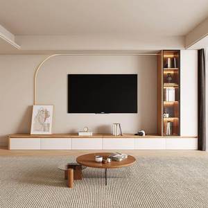 Meuble TV <span class=keywords><strong>mural</strong></span> flottant en bois massif modulaire écologique pour <span class=keywords><strong>projecteur</strong></span> laser TV, design moderne et luxueux pour home cinéma - Product Image 4