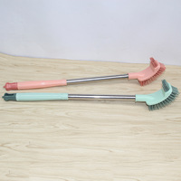 Brosse de toilette carrée en silicone tête de brosse épaisse poignée en acier inoxydable brosse de nettoyage de toilette pour l'élimination de la saleté