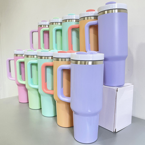 Vaso de Acero Inoxidable H2.0 de 40oz con Acabado Holográfico Dorado, Color Macarrón, con Asa y Pajita para Diseño Personalizado - Product Image 6