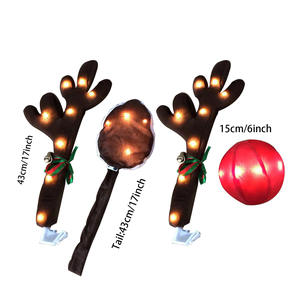 Kit de Decoración Navideña para Auto con Cuernos de <span class=keywords><strong>Reno</strong></span> con Luz, <span class=keywords><strong>Reno</strong></span> <span class=keywords><strong>Rudolph</strong></span> y <span class=keywords><strong>Nariz</strong></span> <span class=keywords><strong>Roja</strong></span> para Decoraciones Navideñas de Coche - Product Image 3
