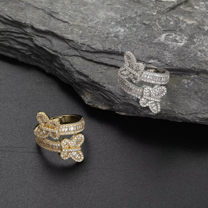 Open <b>Ring</b> Hip Hop's New Copper-<b>set</b> Zircon <b>Ring</b> - Product Image 2