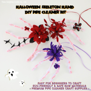 Halloween Skeleton Hand DIY Pipe Cleaner Kit Handmade Spider Lily Bracelet Hair <b>Clip</b> Chenille Stem Craft Material Pack - Product Image 2