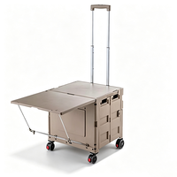 Chariot de camping pliable et portable de style moderne, grande capacité, léger, extensible, avec boîte de rangement intégrée, pour l'extérieur, vente en gros