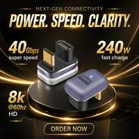 Adaptador USB C (Paquete de 2) Conector en Ángulo, 240W PD, Alta Velocidad 40Gbps, Pantalla 8K, Aleación de Zinc para Laptop/Computadora/Videojuegos