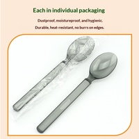 Ensemble de couverts jetables gris modernes, de qualité alimentaire, épaissis, emballés individuellement pour les repas légers, les steaks et les desserts