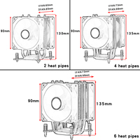 QiuzAim 2/4/6 Heat Pipe X79 Carte Mère CPU Ventilateur de Refroidissement avec Lumière 9cm Refroidi par Air E5 Bureau 2011 PWM Contrôle de Température X99