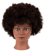 10 pouces de cheveux humains formation Afro Mannequin tête cheveux courts bouclés pour les débutants à pratiquer le tressage, la coupe, le style
