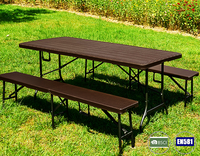 Moule à soufflage de 156cm, table carrée avec design en lamelles de bois