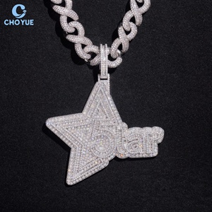 Custom Star Design Iced Out Fully Moissanite <b>Pendant</b> <b>Solid</b> 925 Sterling Silver <b>Gold</b> Plated VVS Moissanite Charms Hip Hop Jewelry - Product Image 5
