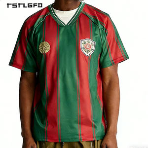 T-shirts pour hommes en jersey rayé vert et rouge de haute qualité, personnalisés, col en V, OEM/ODM, séchage rapide, polyester, pour la salle de sport - Product Image 1