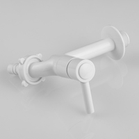 Robinet d'eau froide simple moderne à poignée murale en plastique blanc Noyau de valve en céramique pour lavabo de salle de bain