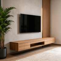 Meuble TV mural de qualité supérieure, style nordique rustique en bois, personnalisable, pour salon, meuble TV modulaire