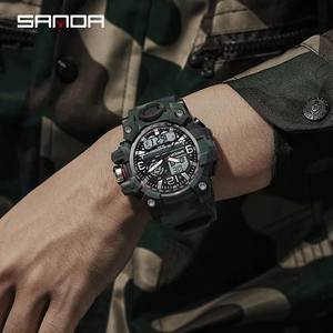 Reloj Deportivo SANDA 3359 para Hombre, LED Digital Analógico con Doble Pantalla, Resistente al Agua 5BAR, Camuflaje, Cuarzo, Alarma, Edición Limitada - Product Image 5