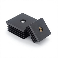 M8 Threaded Tube Insert M8 Thread Inserts for Square Tubes,Plastic Plug Caster Inserts, Black Square End Caps