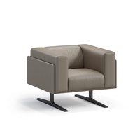 Ensemble de canapés compacts haut de gamme en cuir et tissu, pieds monobloc en bois massif pour hôtel, bureau, salon
