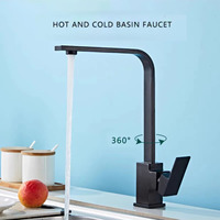 Robinet thermostatique à tube plat carré Robinet mitigeur d'eau froide et chaude en acier inoxydable pour salle de bain et cuisine