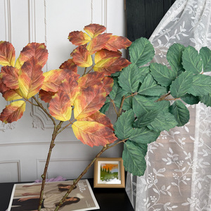 Fleur artificielle Jinxi, branche unique, feuilles en soie, rouge brun orangé, décoration de mariage - Product Image 3
