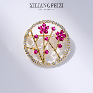 XILIANGFEIZI Novo Broche Antigo de Moda Nacional com Flor de Ameixa, Acessório para Fixar Xales e Casacos - Product Image 2
