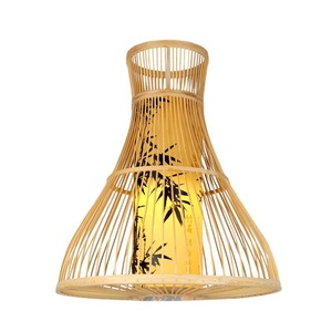 โคมไฟแขวนไม้ไผ่ เส้นผ่านศูนย์กลาง 35 ซม. สูง 40 ซม. พร้อมหลอดไฟ LED ทรงกลมหัวเดียว สำหรับร้านอาหาร ร้านน้ำชา สถานที่พักผ่อน - Product Image 4