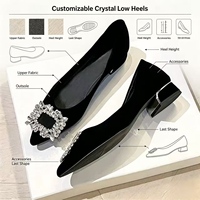 Chaussures de mariée élégantes pour femmes, style français, en daim, à bout pointu, à talon carré, avec strass, à enfiler, couleur unie