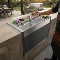 Peralatan Bar Modular Komersial 304 316 yang Dapat Disesuaikan, Rak Es 90L, Meja Bar Garnish, Grosir Bar Bubble Tea