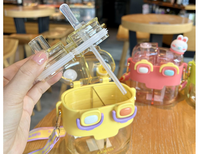 Bouteille d'eau pour enfants Tomatodo 780 ml, deux compartiments, portable, double gourde avec sangle incluse, design mignon pour le dos