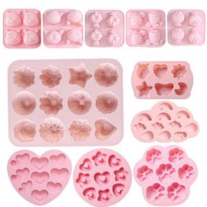 แม่พิมพ์ซิลิโคนรูปการ์ตูนสีชมพูรักษ์โลกสำหรับทำอาหารเด็ก ชุด 6 ชิ้น สำหรับทำพุดดิ้งและเยลลี่ อุปกรณ์อบขนมอเนกประสงค์ - Product Image 2